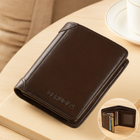 Echtes Leder Trifold-Geldbörse – Kompaktes Design mit Kartenfächern für Herren – Kaffee