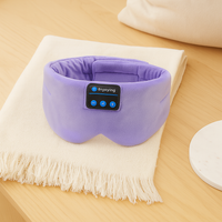 3D Musik-Schlafmaske – Eisfaser, Null-Druck, 100 % Lichtblockierung mit Kopfhörern & Etui – Lila