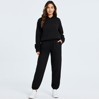 Ultimatives Komfort-Set aus Hoodie und Jogginghose – Gemütliche 2-teilige Loungewear für Frauen – Schwarz