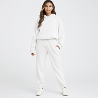 Ultimatives Komfort-Set aus Hoodie und Jogginghose – Gemütliche 2-teilige Loungewear für Frauen – Weiß