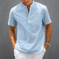 Herren Henley Poloshirt mit Knopfleiste und Relaxed Fit – Blau