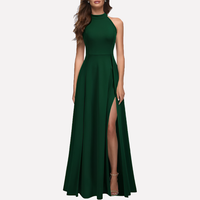 Dominique | Damen Formelles Abend Maxikleid mit Seitenschlitz – Grün