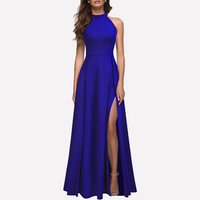 Dominique | Damen Formelles Abend Maxikleid mit Seitenschlitz – Hellblau