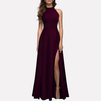 Dominique | Damen Formelles Abend Maxikleid mit Seitenschlitz – Bordeaux