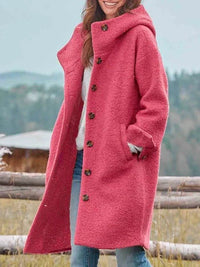 Heike | Warmer Kuscheliger Kapuzenmantel – Rosa