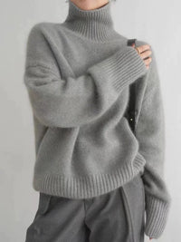 Damen- Rollkragenpullover Woll – Grau