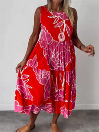 Eunice - Blumenmusterkleid – Rot
