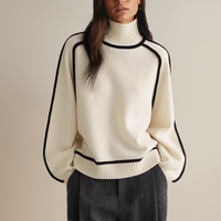 Damen Warmer Rollkragenpullover für Winter | Weich und Kuschelig – Creme Weiß