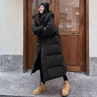 Lange Beheizbare Winter Damen Jacke mit Wärmezonen – Schwarz