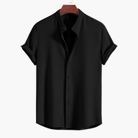 Elegantes Herren Stehkragenhemd – Schwarz