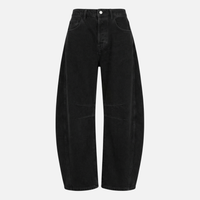 Emmi | Damen Jeans Stretch-Denim Weites Bein – Wide Leg Stretch Jeans Damen – Schwarz