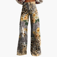 Damen Bedruckte Hose mit weitem Bein – Leoparden