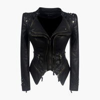 Damen Bikerjacke Schwarz mit Nieten – Schwarz
