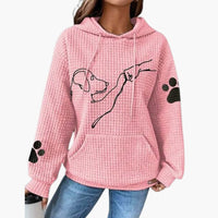Damen Hoodie mit Hundemotiv und Kängurutasche – Rosa
