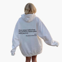 Damen Hoodie mit Rückendruck und Kapuze – Weiß