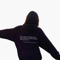 Damen Hoodie mit Rückendruck und Kapuze – Schwarz