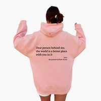 Damen Hoodie mit Rückendruck und Kapuze – Rosa