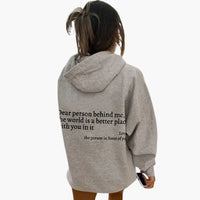 Damen Hoodie mit Rückendruck und Kapuze – Grau