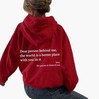 Damen Hoodie mit Rückendruck und Kapuze – Rot