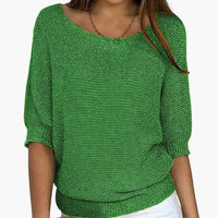 Damen Pullover mit Dreiviertel Ärmeln – Grün