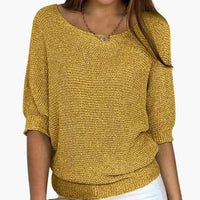 Damen Pullover mit Dreiviertel Ärmeln – Gelb
