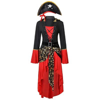 Damen Piraten-Halloween-Kostümkleid | Schnürung & Asymmetrischer Saum – Rot