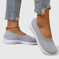 Damen Ballerinas Schwarz mit Orthopädischer Fußbettunterstützung – Bequeme Slip-On Ballerina Schuhe für Sommerkomfort – Grau