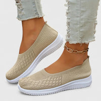 Damen Ballerinas Schwarz mit Orthopädischer Fußbettunterstützung – Bequeme Slip-On Ballerina Schuhe für Sommerkomfort – Aprikose