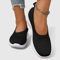 Damen Ballerinas Schwarz mit Orthopädischer Fußbettunterstützung – Bequeme Slip-On Ballerina Schuhe für Sommerkomfort – Schwarz