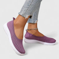 Damen Ballerinas Schwarz mit Orthopädischer Fußbettunterstützung – Bequeme Slip-On Ballerina Schuhe für Sommerkomfort – Lila