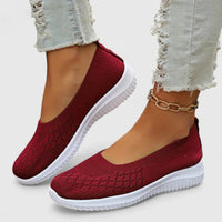 Damen Ballerinas Schwarz mit Orthopädischer Fußbettunterstützung – Bequeme Slip-On Ballerina Schuhe für Sommerkomfort – Rot