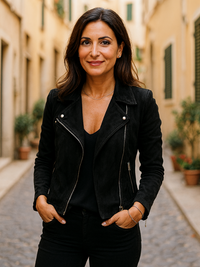 Damen Bikerjacke Mit Asymmetrischem Reißverschluss und Eleganten Details – Jacke Für Stilbewusste Frauen – Schwarz