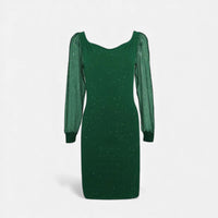 Damen Bodycon Kleid V-Ausschnitt Pailletten für Festliche Anlässe – Grün