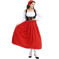 Damen Besticktes Traditionelles Dirndl Kleid | Midi – Rot