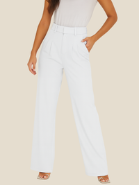 Damen Hochtaillierte Hose mit Weitem Bein – Stylische Freizeithose für jeden Anlass – Weiß