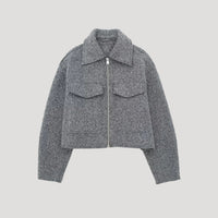 Damen Kurze Winterjacke mit Reißverschluss Modernes Design für kalte Tage – Grau