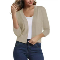 Damen Offener Kurzjacken-Cardigan mit 3/4-Ärmeln für vielseitige Looks – Beige