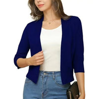 Damen Offener Kurzjacken-Cardigan mit 3/4-Ärmeln für vielseitige Looks – Mondseeblau