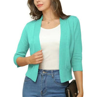 Damen Offener Kurzjacken-Cardigan mit 3/4-Ärmeln für vielseitige Looks – Dunkles Marineblau