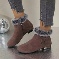 Damen Orthopädische Wildleder Ankle Boots mit Kunstfell und Rutschfester Sohle – Braun