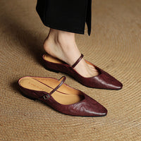 Damen Pantoletten im Slip-On-Stil – Kastanienbraun