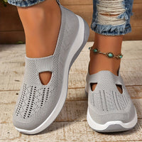 Damen Slip-On Strick-Sneaker mit Orthopädischer Fußbett und Arch Support für Alltag und Reisen – Grau