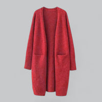 Damen Strick Cardigan - Langer Oversized Cardigan mit Offener Vorderseite für Komfort und Stil – Rot
