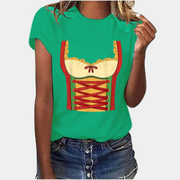 Damen T-Shirt Dirndl Druck Kurzarm – Elegante Oberteile Damen für Vielseitige Looks im Alltag und bei Anlässen – Grün