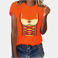 Damen T-Shirt Dirndl Druck Kurzarm – Elegante Oberteile Damen für Vielseitige Looks im Alltag und bei Anlässen – Orange