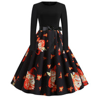 Damen Halloween-Kleid mit Print | Langarm & Ausgestellter Schnitt – Schwarz 5