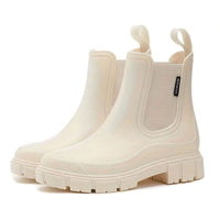 Damen Wasserdichte Orthopädische Chelsea Stiefel mit Arch Support und Blockabsatz – Beige