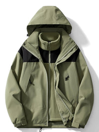 Damen Winterjacke Fleece 3-in-1 mit Kapuze – Grün