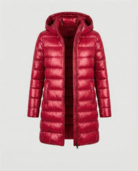 Damen Winterjacke Ultraleicht Slim-Fit Daunenjacke mit Kapuze für kalte Tage – Rot