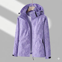 Damen Winterjacke Wasserdicht Gefüttert Outdoorjacke mit Verstellbarer Kapuze – Lila